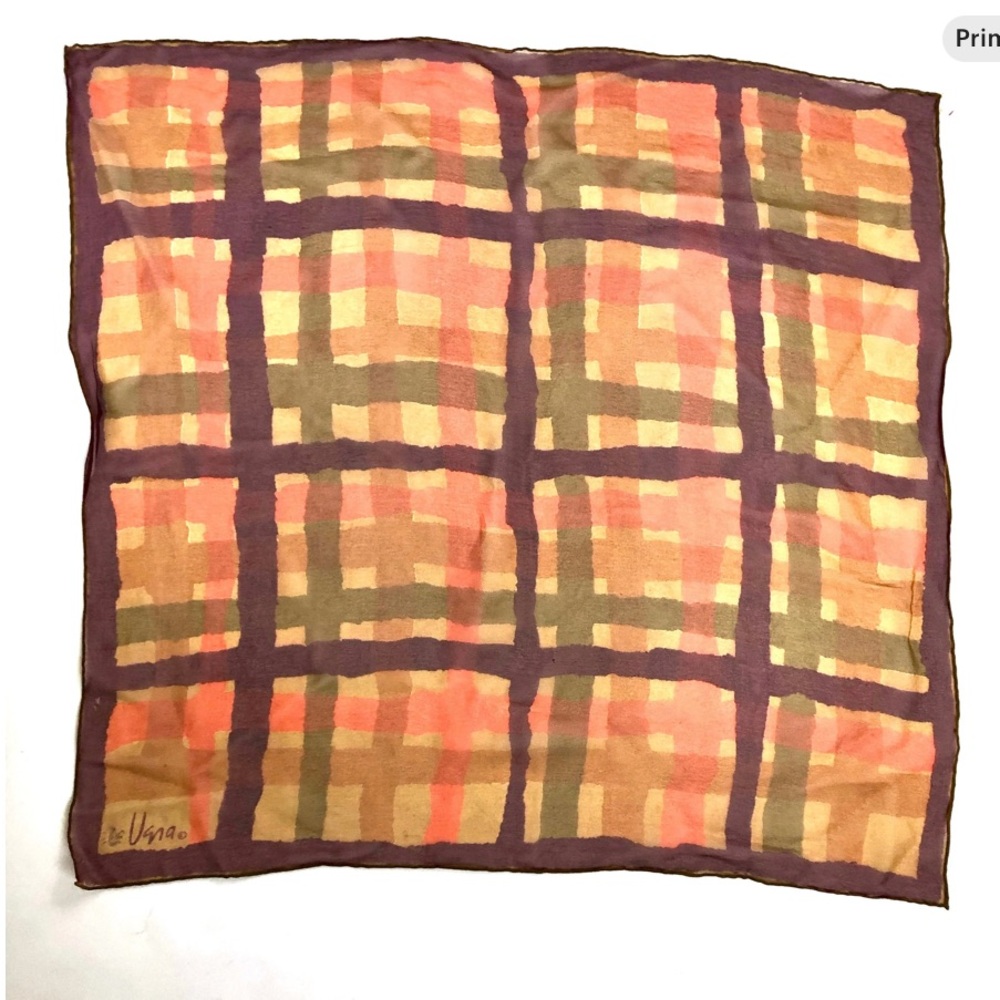 Vera Plaid Silk Scarf in Earth Tones Square